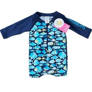 Rugged Butts Baby Long Sleeve One Piece Rash Guard UPF 50+ Fish Friends 3-6M